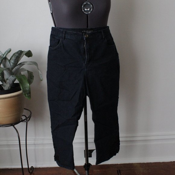 Rich Look size XL cropped stretch denim with lace - Picture 1 of 5